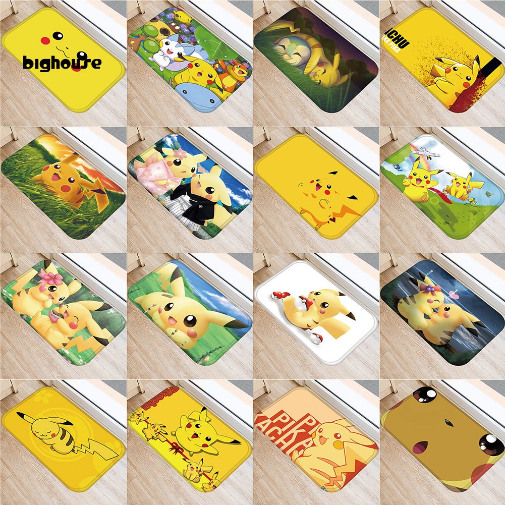 Thảm Lót Sàn Nhà Tắm Thấm Hút Nước Chống Trượt Hình Pikachu / Quái Vật Đáng Yêu