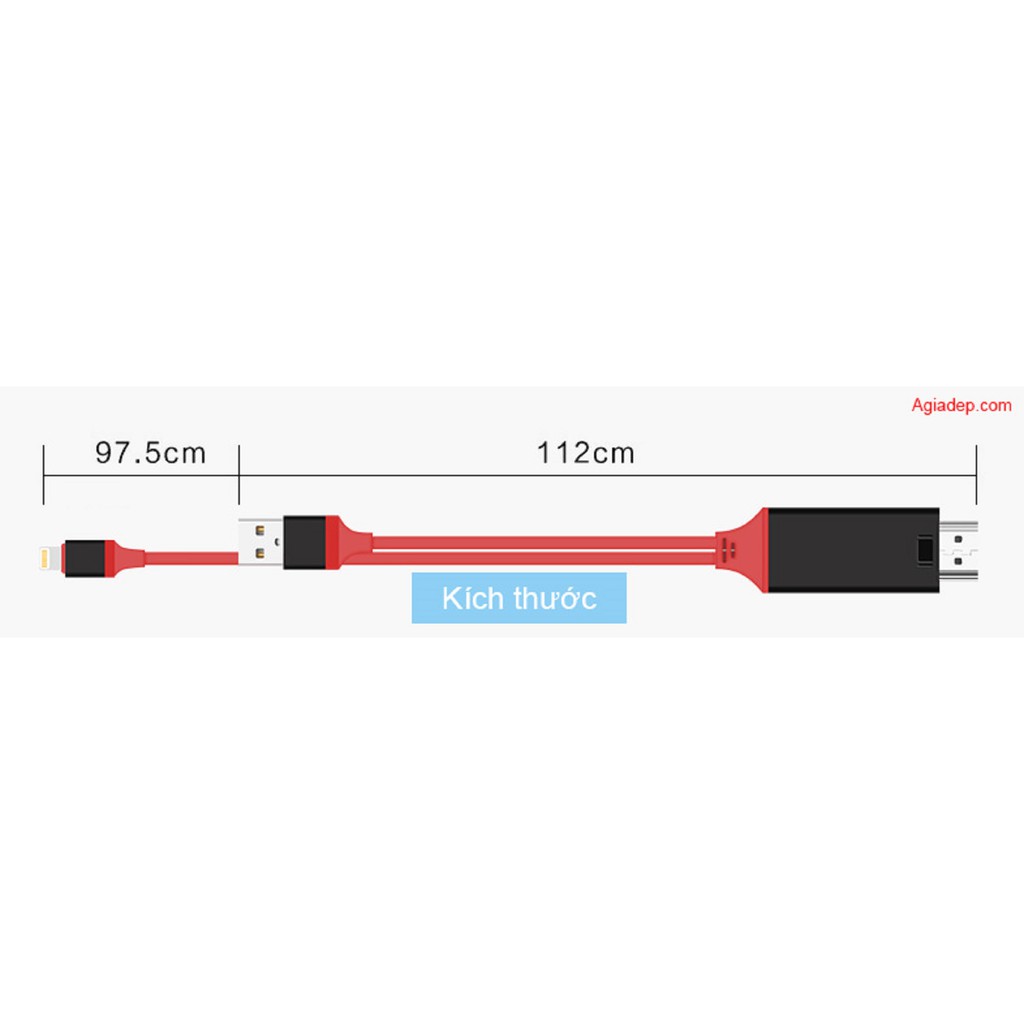 Dây chuyển tín hiệu iphone Lightning To HDMI - Siêu Xịn - Kết nối sang tivi, TV, máy chiếu - Chạy mượt chuẩn HD