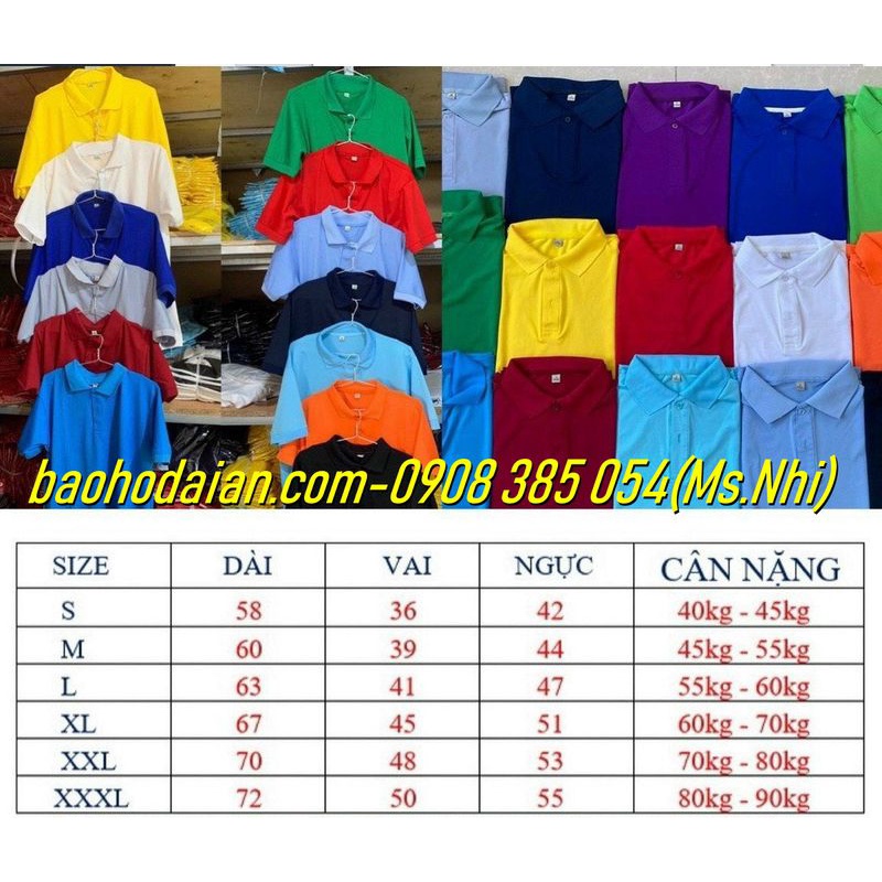 Áo thun nam nữ ngắn tay có cổ vải poly Thái co giãn thoải mái