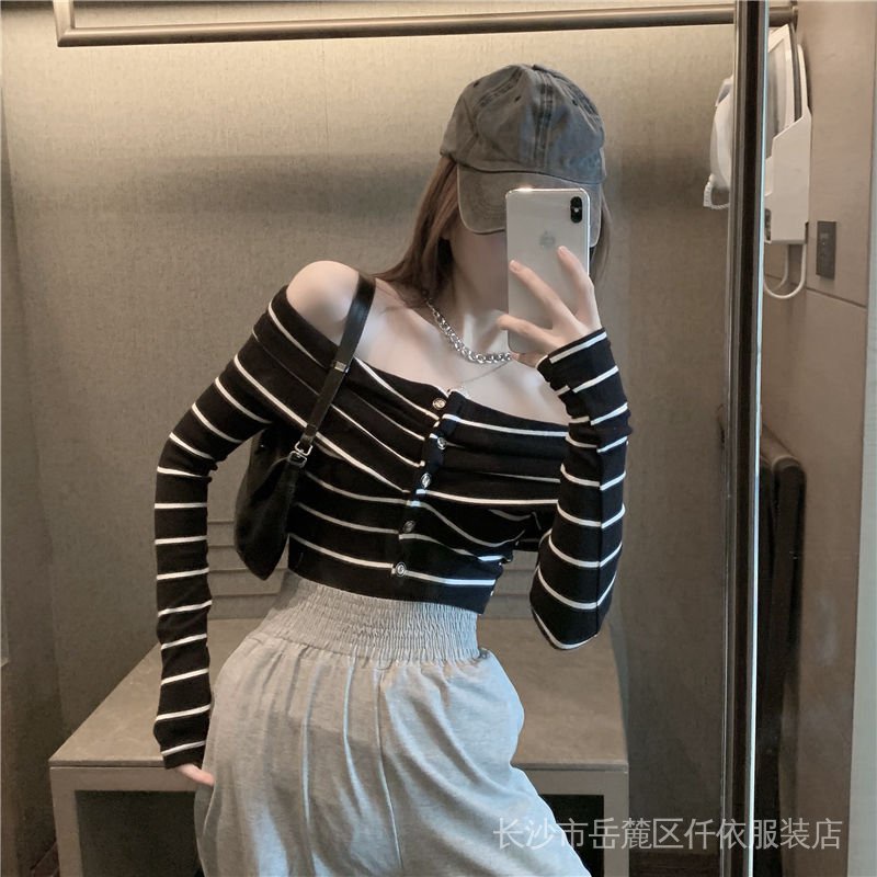 Áo Thun Tay Dài Hở Vai Phong Cách Phương Tây Thời Trang Mùa Thu Cho Nữ