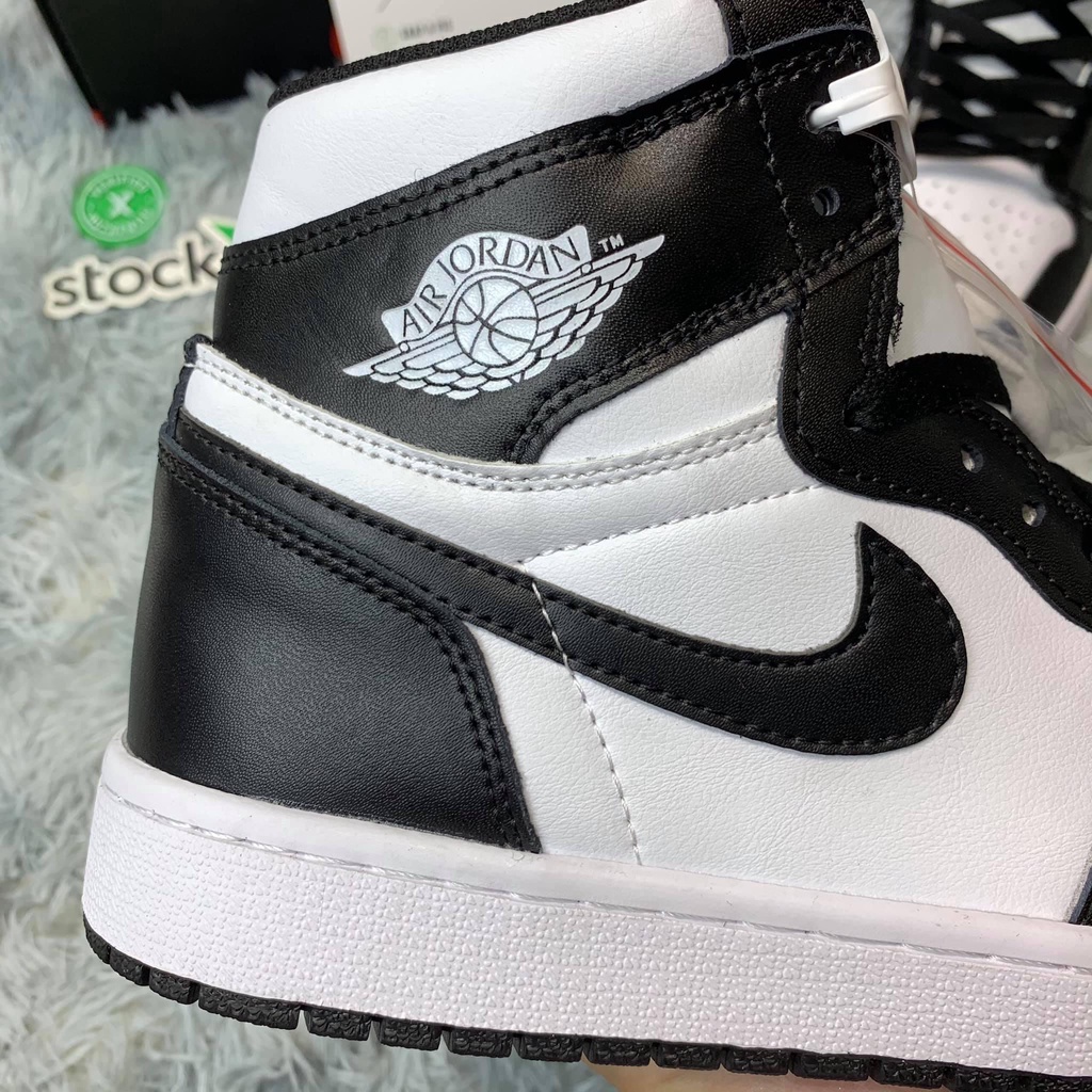 giày jordan cổ cao đen trắng nam nữ, air jordan 1 high panda da nhăn sc