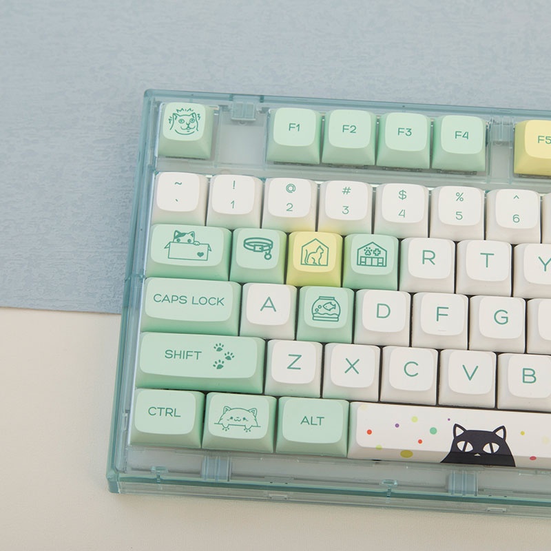 con mèo kỳ lạ keycaps XDA profile Dye-Sublimation PBT keycap 131 phím