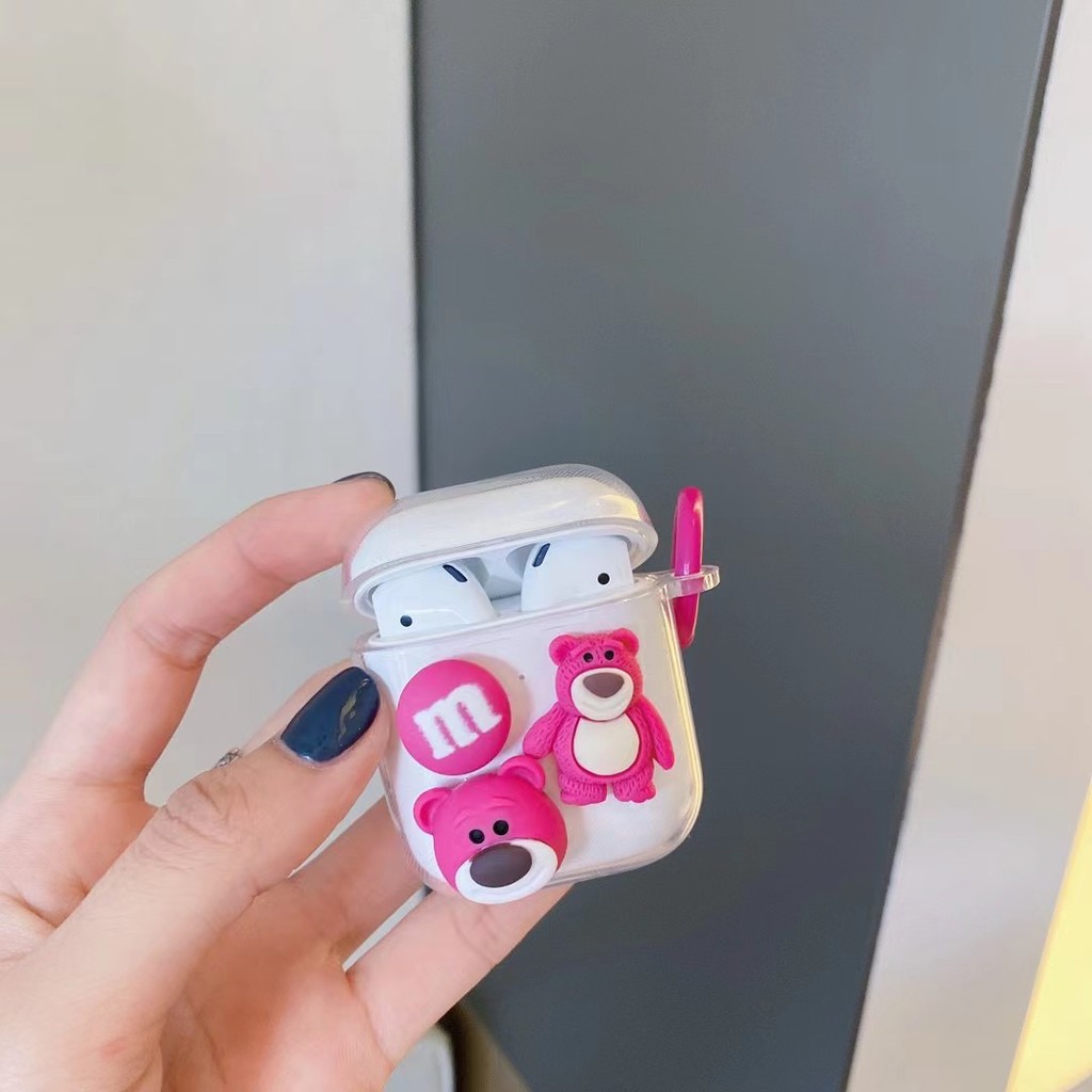 Vỏ Đựng Bảo Vệ Hộp Sạc Tai Nghe Airpods 1 / 2 Hình Chú Gấu Ngộ Nghĩnh Bằng Silicone