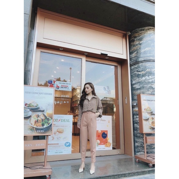 [Shop bigsize nữ 50kg-90kg] Quần tây baggy nút bọc