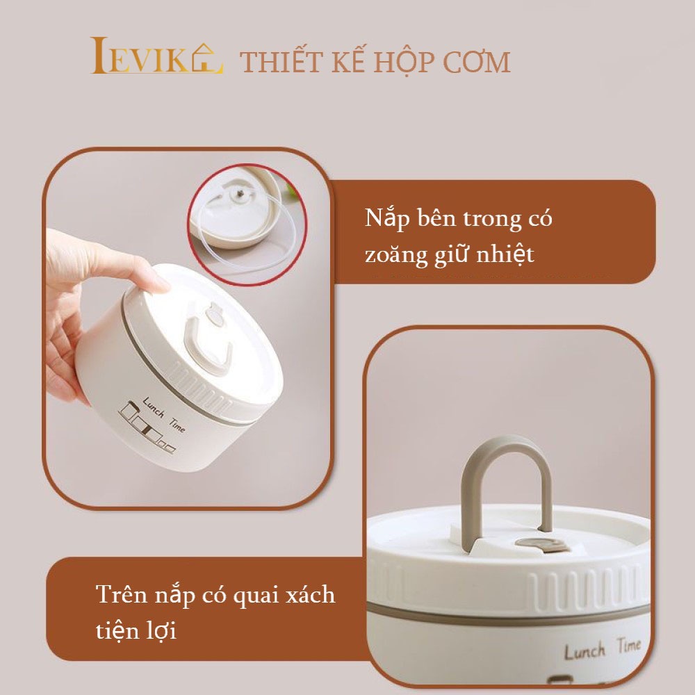 Hộp đựng cơm giữ nhiệt LEVIKA ,Hộp cơm trưa văn phòng cách nhiệt bằng Inox 304.HC09