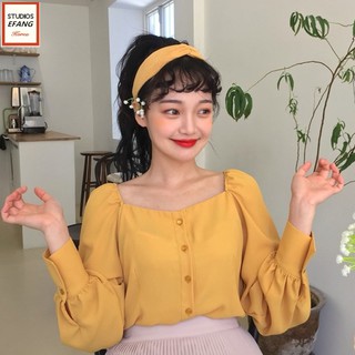 ÁO SƠ MI CỔ VUÔNG TAY PHỒNG MÙA THU 2018 (CÓ ẢNH THẬT)