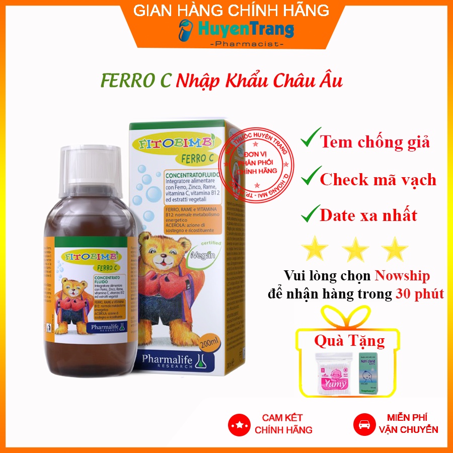 Ferro C - Bổ sung Sắt, Vitamin C, Kẽm - Bổ Máu và Tăng Cường Đề Kháng cho Bé