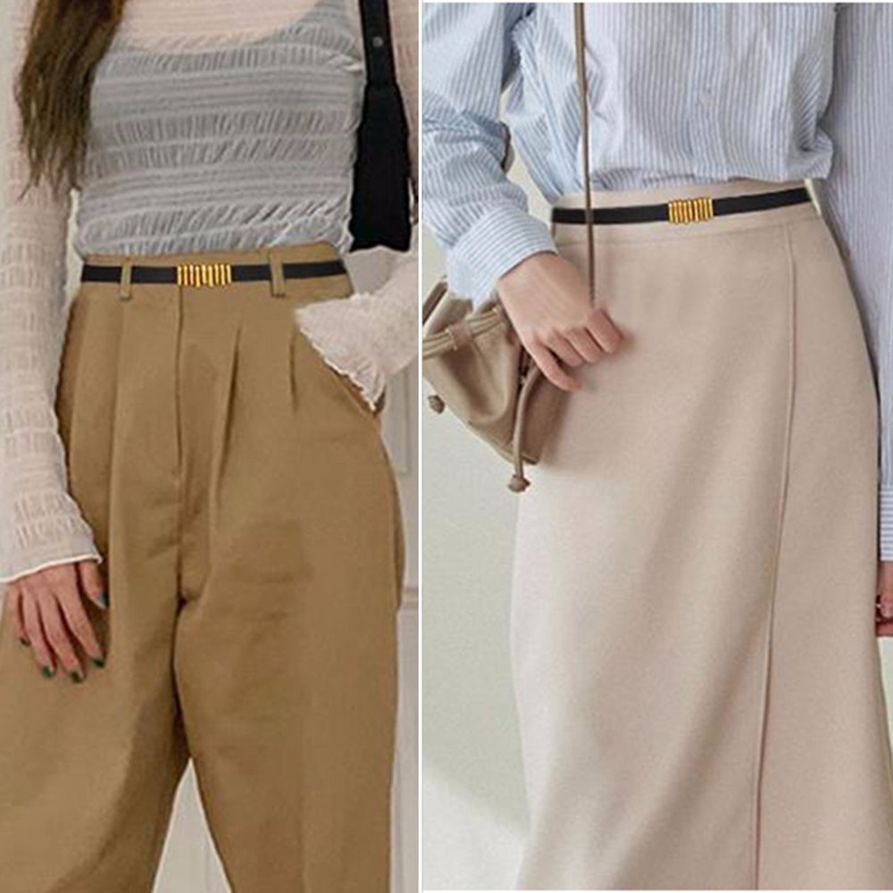 Thắt lưng da PU khóa kim loại hình tròn nhiều màu sắc có thể điều chỉnh cho nữ