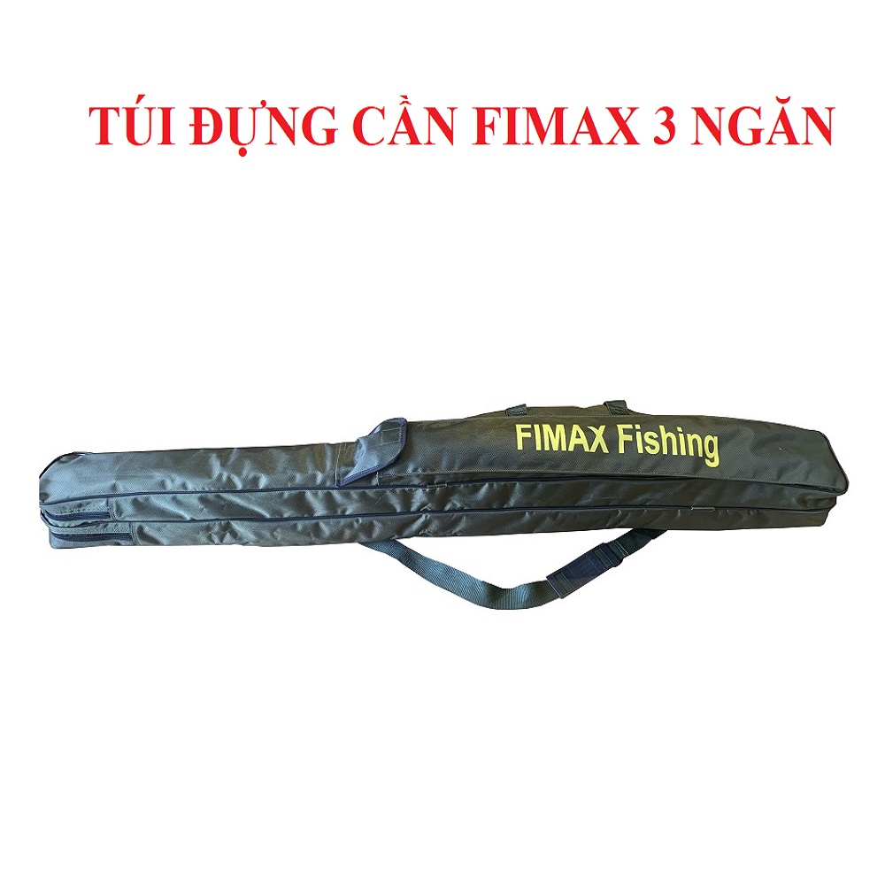 Túi đựng cần câu cá 3 ngăn FIMAX loại lớn dài 1m25/1m45/1m65, bao túi đựng cần máy 2 khúc chống thấm nước siêu bền