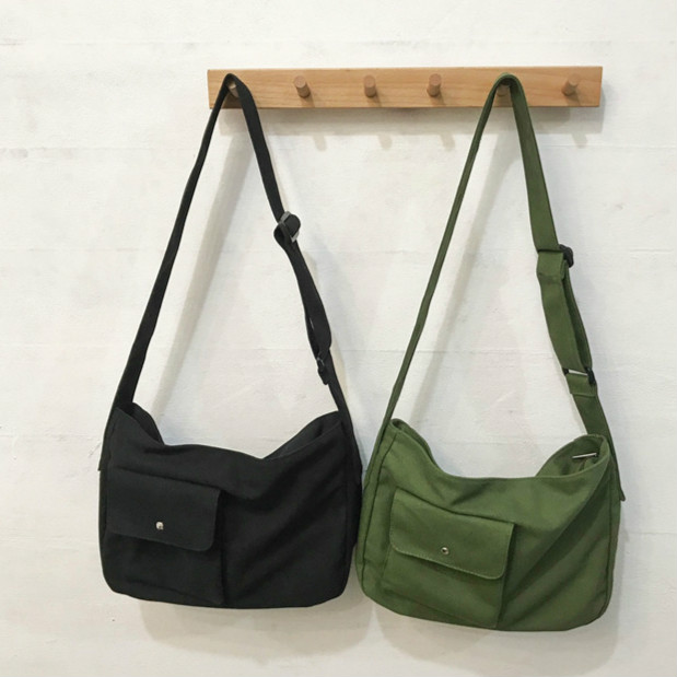 Túi vải canvas đeo chéo màu trơn phong cách Hàn Quốc thời trang cá tính