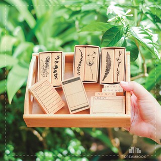 Con dấu gỗ/stamp: bộ 2 con dấu hình hoa lá trang trí