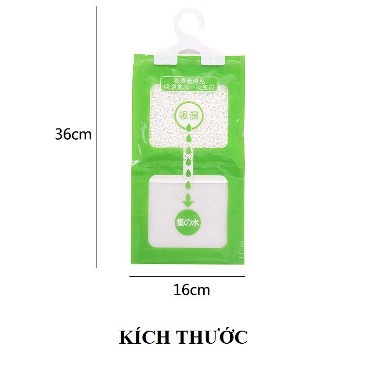 Gói hút ẩm tủ quần áo 2 ngăn chống ẩm mốc, túi hút ẩm có móc treo tiện lợi