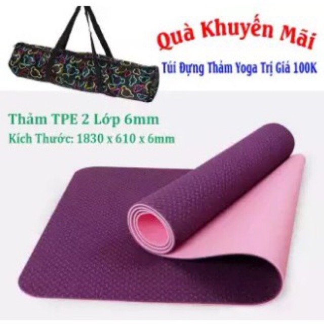 Thảm tập ECO FRIENDLY TPE YOGA MAT 2 lớp 6mm cao cấp.