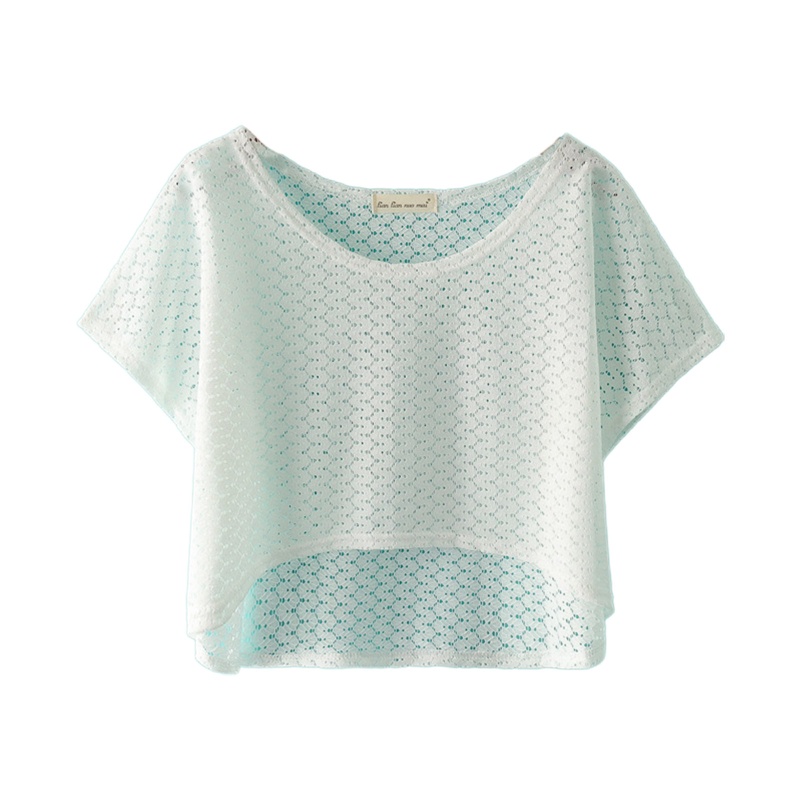 Áo Lưới Croptop Tay Ngắn Trong Suốt Dáng Rộng Thời Trang Mùa Hè Quyến Rũ Cho Nữ