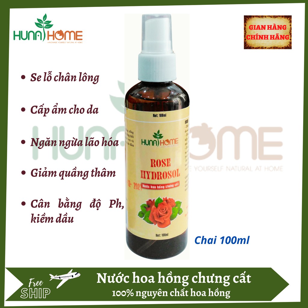 Nước Hoa Hồng Chưng Cất Thiên Nhiên Handmade Huna's Home
