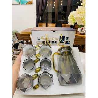 Bộ bình cốc thuỷ tinh màu đen, thủy tinh chịu nhiệt