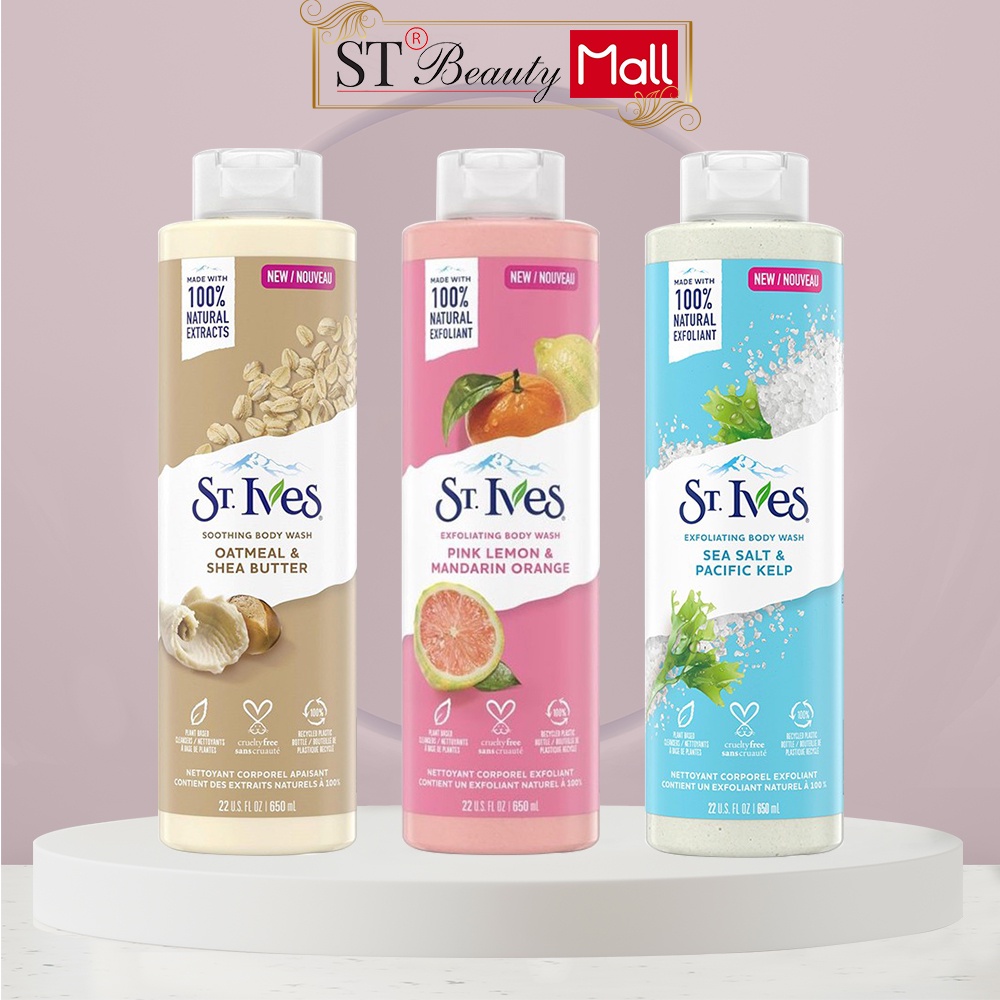 Sữa tắm ST.Ives dưỡng ẩm tẩy tế bào chết và làm chống lão hóa da 650ml Mỹ