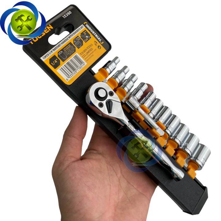 Bộ tuýp 1/4 Tolsen 15390 hệ inch 13 chi tiết