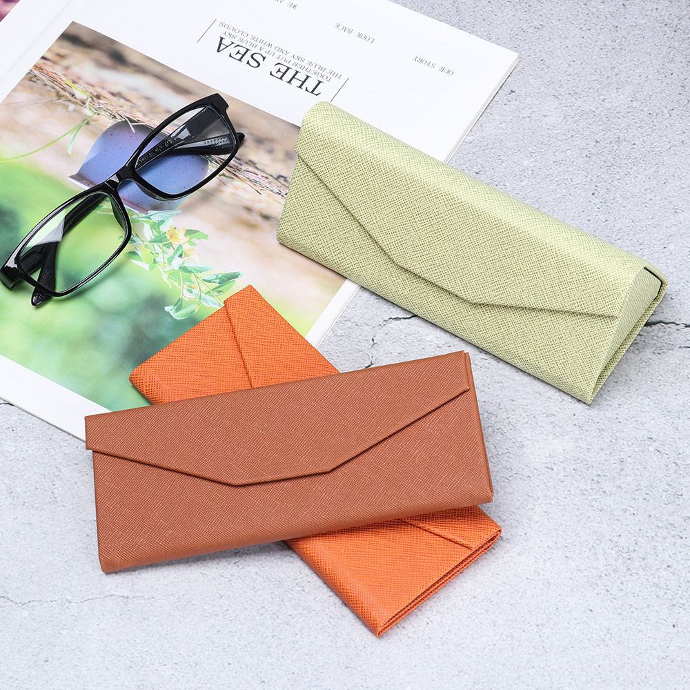 Bebetterm 1Pc Unisex Triangle Eyeglasses Case Portable Cross Pattern Waterproof Fashion Folding Accessories/Multicolor