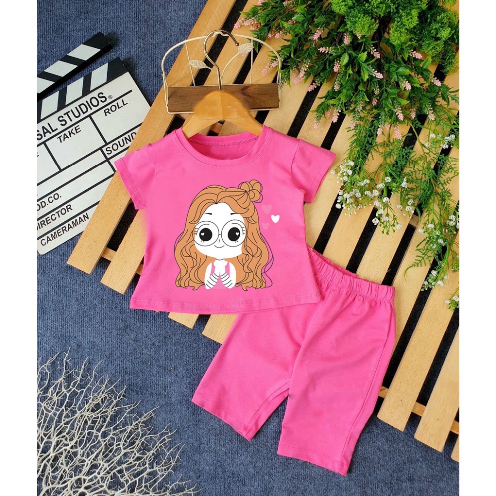 ( Khuyến mãi ) Comcbo 3 Bộ bé gái hình cô bé gái đeo mắt kinh tóc vàng cho bé từ 6-28kg .BDBG52. .