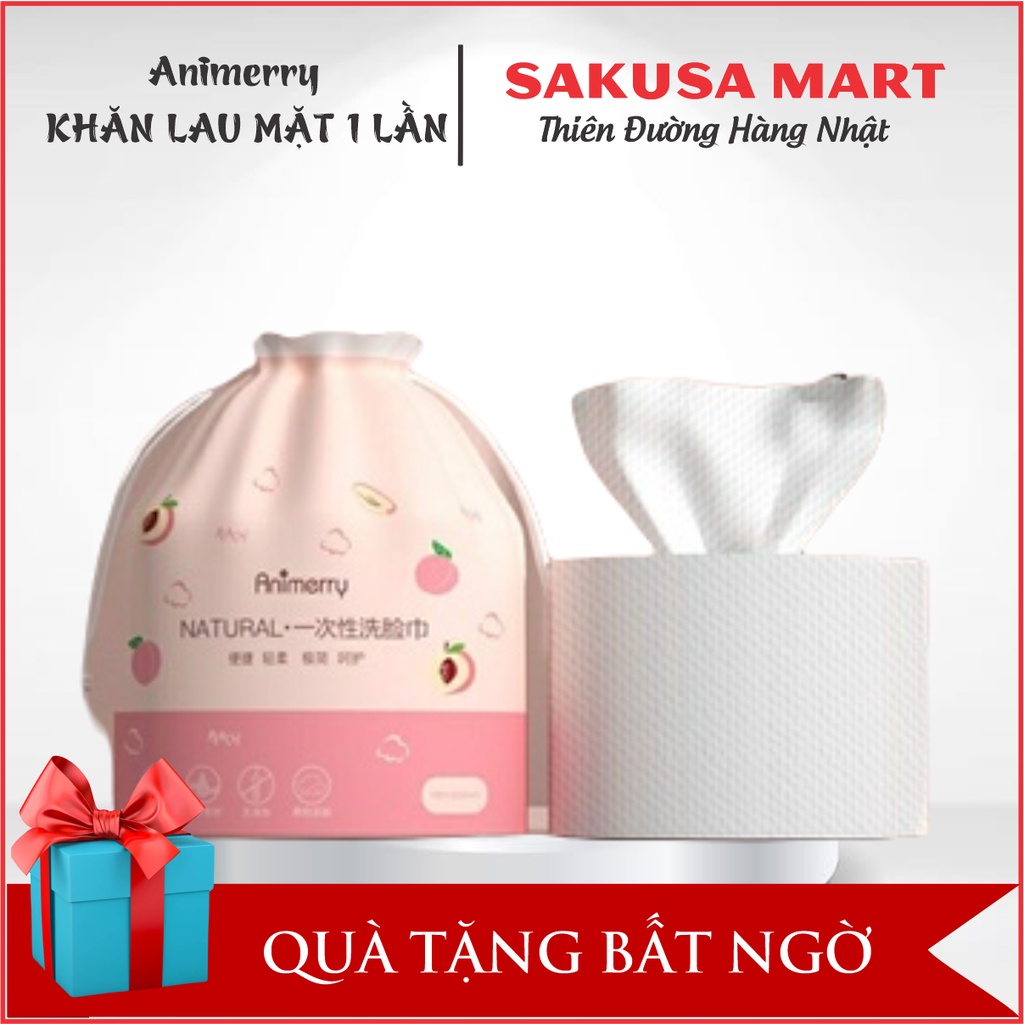 Khăn lau mặt dùng 1 lần túi hồng dạng rút khăn mặt khô đa năng nội địa Trung