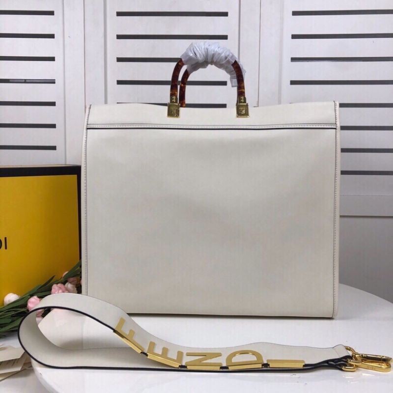 Túi xách tay đeo chéo nữ da thật logo chữ Fendi size to