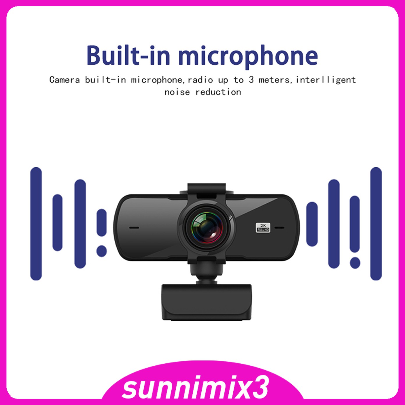 Webcam Usb 2k Full Hd Xoay 360 Độ Kèm Mic Cho Máy Tính