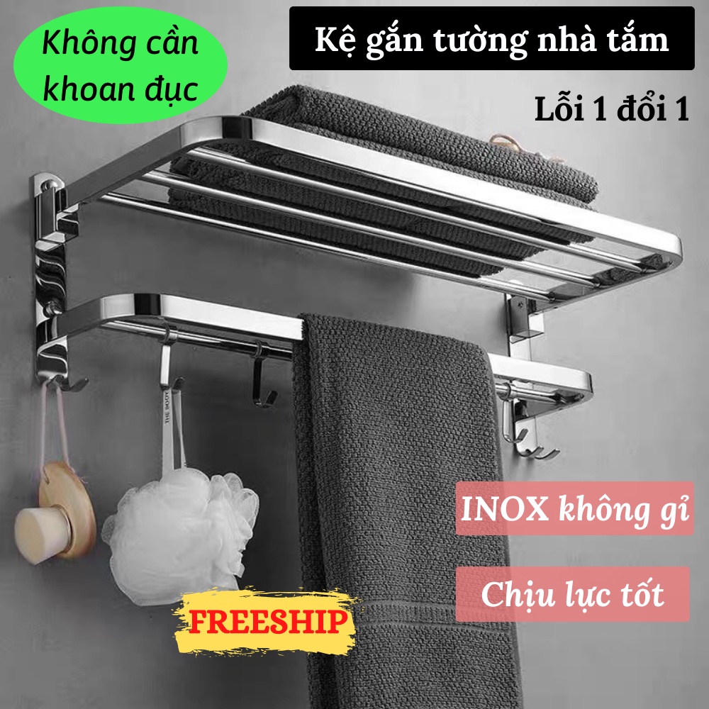 Giá Treo Khăn Nhà Tắm Kệ Để Đồ Gắn Tường Chắc Chắn Inox Không Gỉ Shop Gia Dụng HOÀI AN