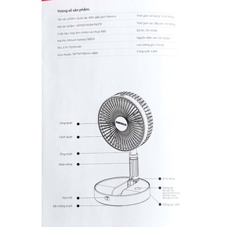 Quạt sạc gấp gọn Nanoco
