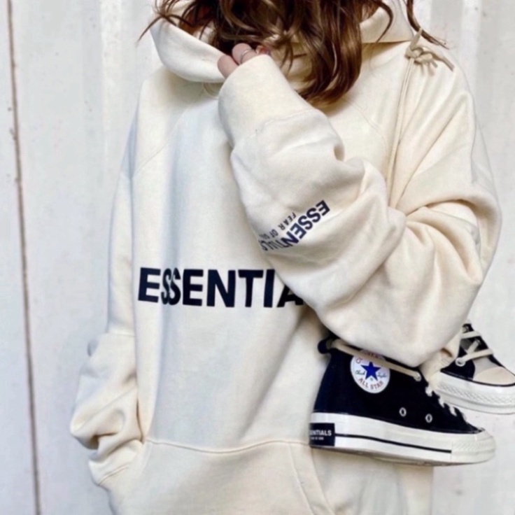 [Ảnh+Video thật] Áo hoodie Unisex chữ ESSENTIALS màu đen trắng be xám đậm chất nỉ bông có mũ dài tay phong cách Ulzzang | BigBuy360 - bigbuy360.vn