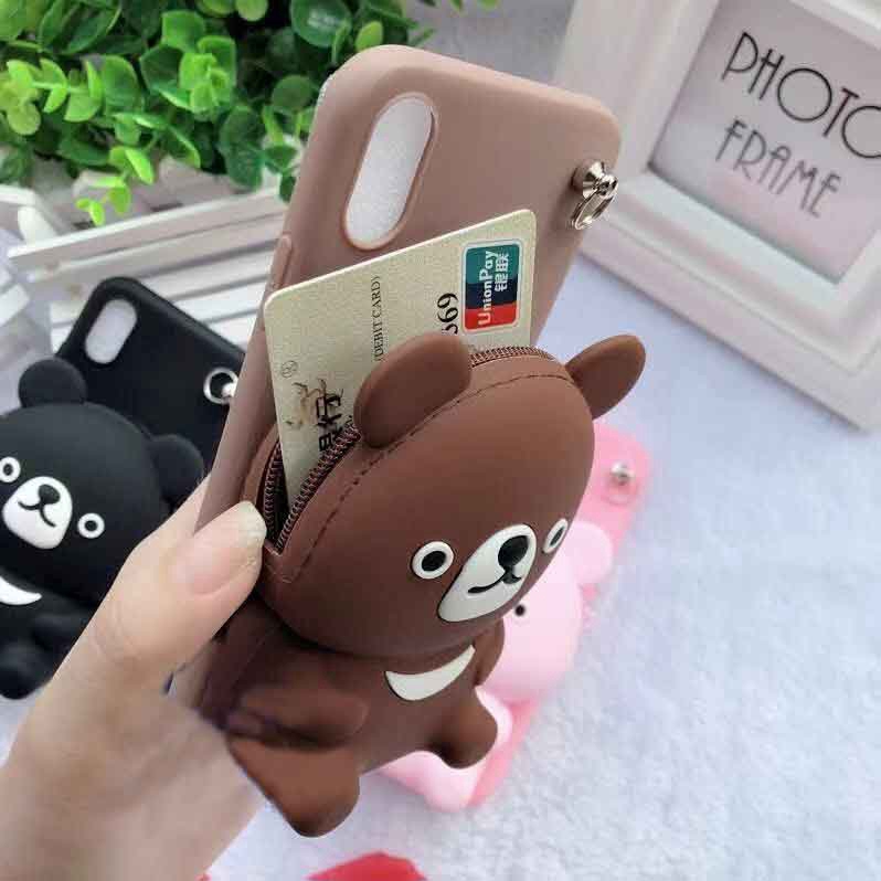 Ốp điện thoại kiêm ví tiền hình gấu cho OPPO A33 A35 A37 A57 A39 A71 A7 A9 A5S A3S A3 A1K F1 Realme c2 A83 R17 PRO