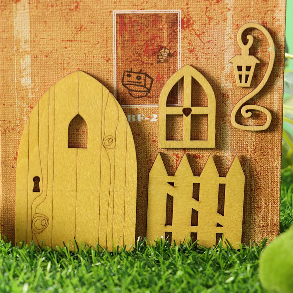 PINEVN Phụ Kiện Cửa Gỗ Mini DIY Trang Trí Nhà Búp Bê