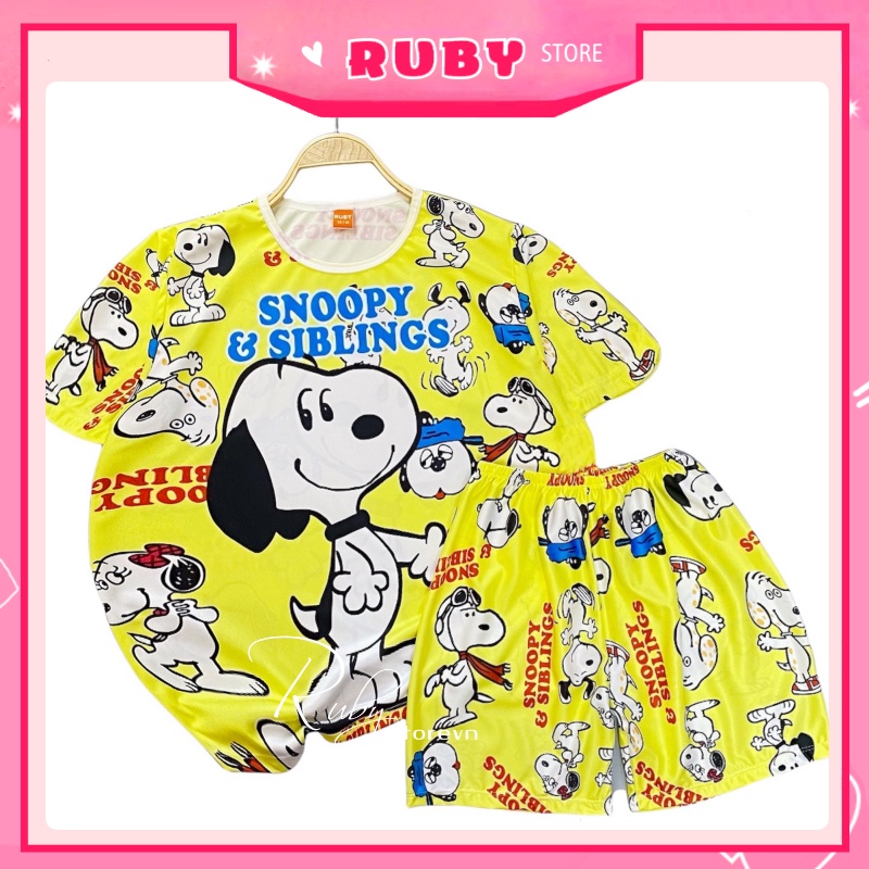 Bộ mặc ngủ BIG SIZE cho mẹ và bé (trai, gái) in hình Snoopy dễ thương chất thun mịn mát co giãn thoải mái DBRBD