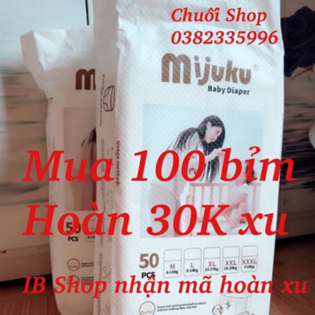 Bỉm quần Mijuku đủ size M/L/XL/XXL/XXXL 100 miếng