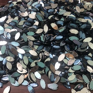 Túi 30 Hạt Đính Hình Chiếc Lá Màu Xanh Dương Quả Trám Nhựa Bóng Đế Tráng Gương 1,8cm (1,8F - 18mm) Hàng Công Ty