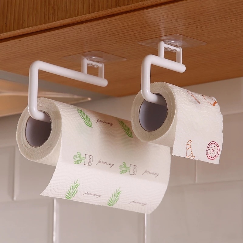 1 Giá Đỡ Cuộn Giấy Vệ Sinh Tự Dính Gắn Cửa Nhà Tắm/Nhà Bếp