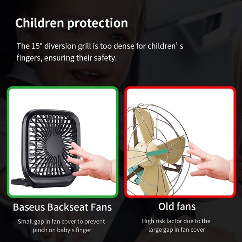 Quạt Baseus Làm Mát Mini  Không Ồn 3 Chế Độ Gắn Sau Ghế Ô Tô Xe Hơi Dùng Nguồn USB  Foldable Backseat Fan | BigBuy360 - bigbuy360.vn