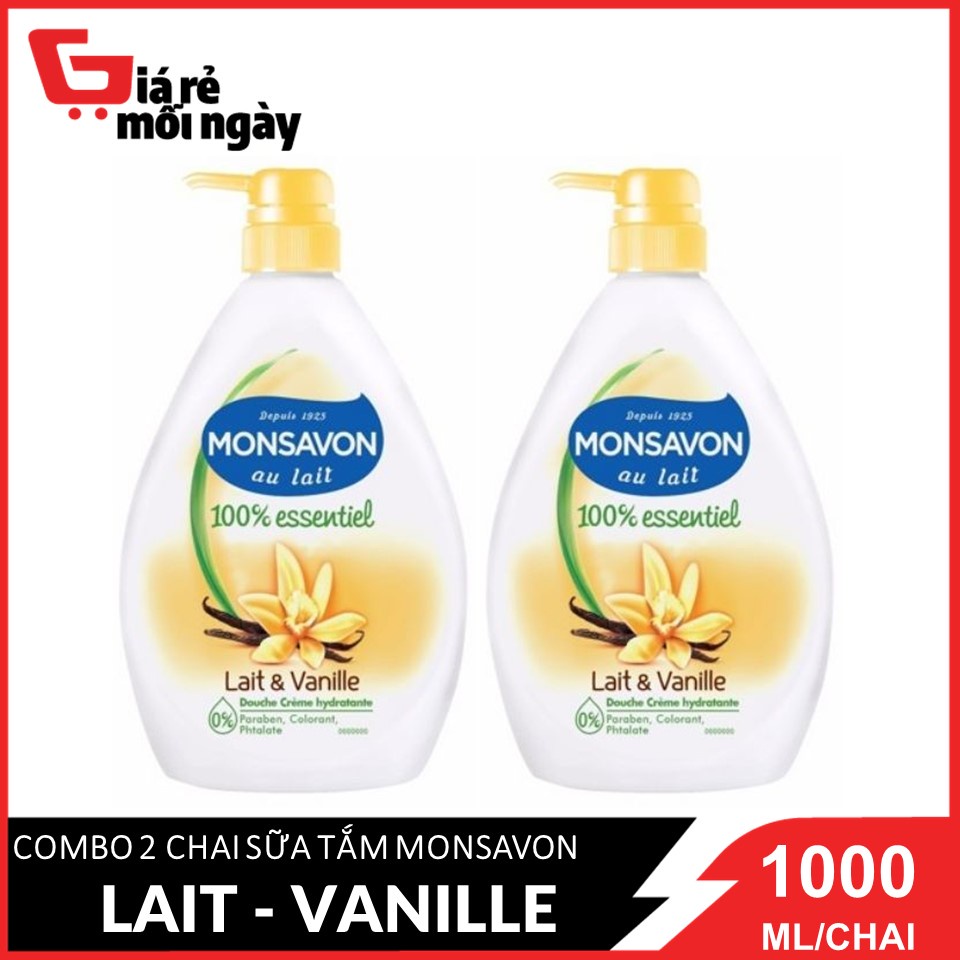 COMBO 2 Sữa tắm Monsavon Lait & Vanille 1000ml X2