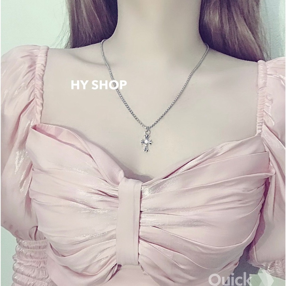 Dây chuyền titan thánh giá đính kim không gỉ nam nữ cá tính unisex bts