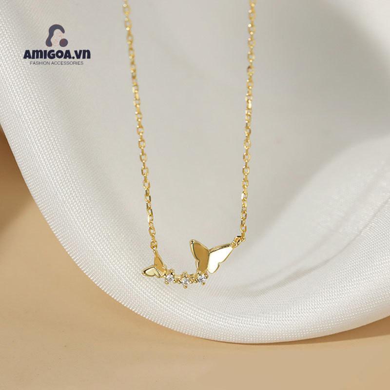 ✨✨Vòng cổ nữ phối mặt hình bướm đính đá pha lê phong cách Hàn Quốc