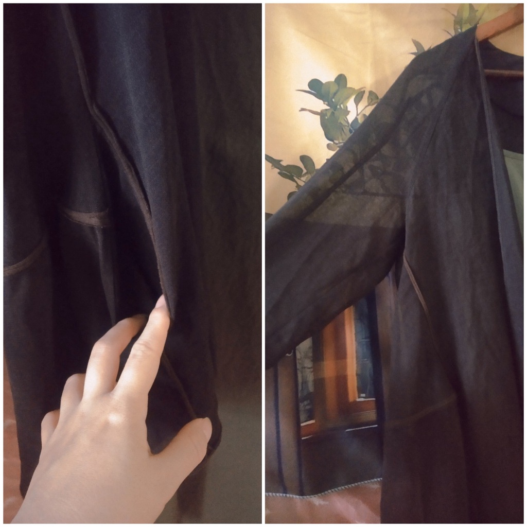 |2hand| Áo khoác voan korea - áo choàng dáng dài họa tiết kẻ xinh xắn | BigBuy360 - bigbuy360.vn