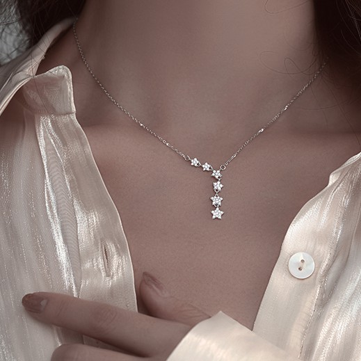 Dây chuyền bạc ngôi sao lấp lánh, Vòng cổ Bạc cao cấp gắn đá TUNASILVER, 𝐂𝐚𝐦 𝐤𝐞̂́𝐭 𝐜𝐡𝐮𝐚̂̉𝐧 𝐁𝐚̣𝐜 - TUNASHOP Trang sức Bạc