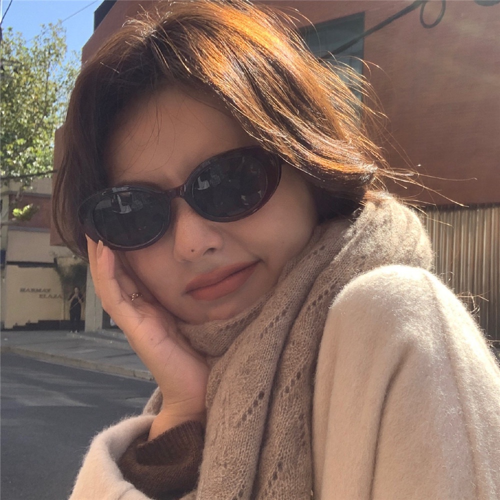 Kính Mát Tròng Oval Trong Suốt 6 Màu Lựa Chọn Phong Cách Hàn Quốc