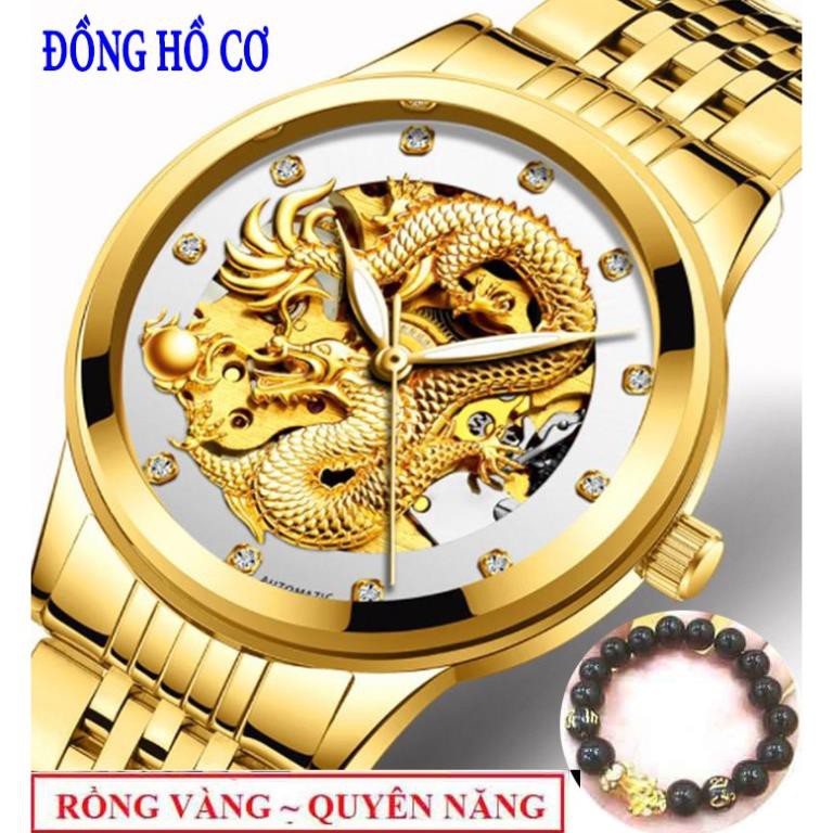 Đồng Hồ Cơ Nam Movt mặt rồng tặng vòng tay may mắn