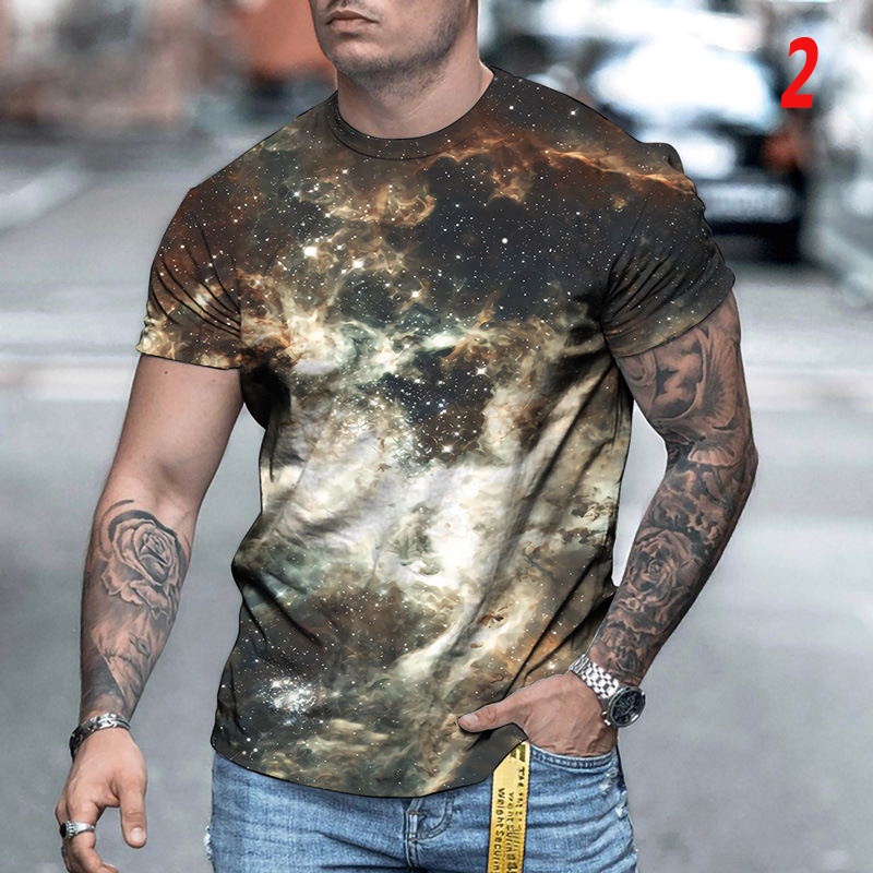 Áo thun nam ngắn tay in hình bầu trời sao 3D XXS-6XL