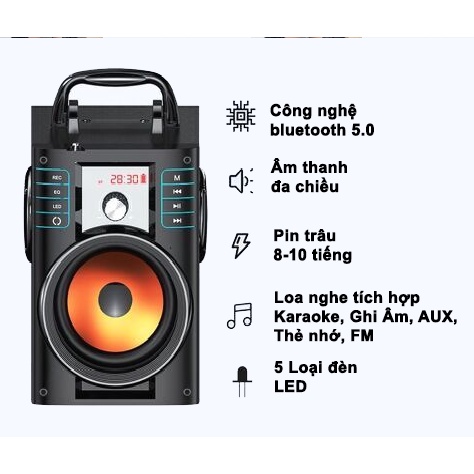 Loa karaoke, Loa Bluetooth Haoyes A60 phiên bản mới, Âm Thanh Ấn Tượng, Đa Chức Năng - BH 1 ĐỔI 1