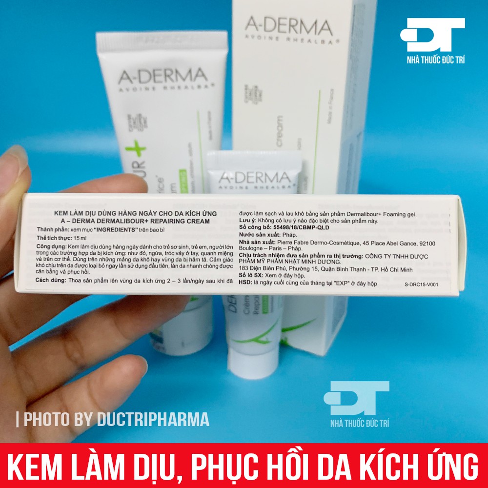 [CHÍNH HÃNG CÓ TEM] Kem làm dịu, phục hồi da kích ứng ADERMA DERMALIBOUR+ Repairing Cream [A-Derma Dermalibour]