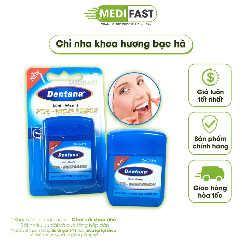 Chỉ nha khoa Dentana - Chỉ cuộn hương bạc hà thơm mát