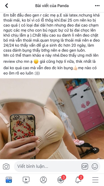 Gen nịt bụng lỗ Thông hơi cao su non Latex