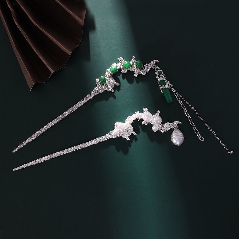 Trâm Cài Tóc Màu Bạc/Xanh Lá Phong Cách Cổ Điển Thời Trang Mùa Hè Xinh Xắn Cho Nữ